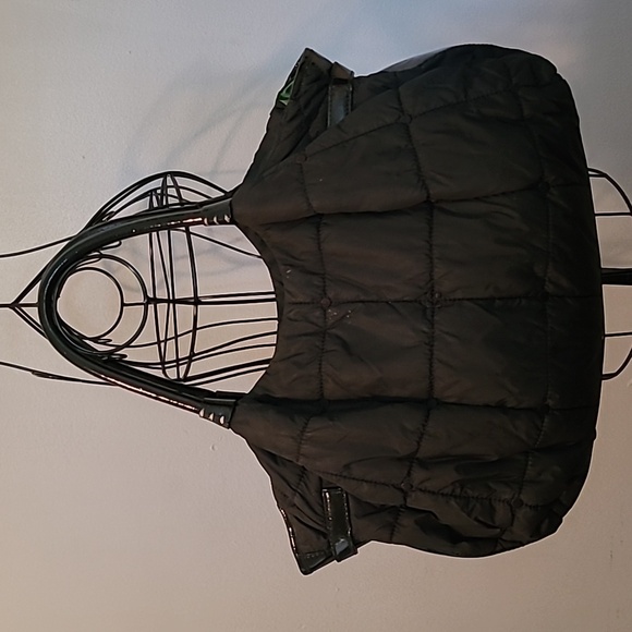 Kate Spade Black Nylon Patent Leather Quilted Puffer Top Handle Shoulder Bag - Picture 4 of 16